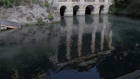 View of river and architecture overlooking Giardino Salvi Park, Vicenza, Veneto, Italy, Europe