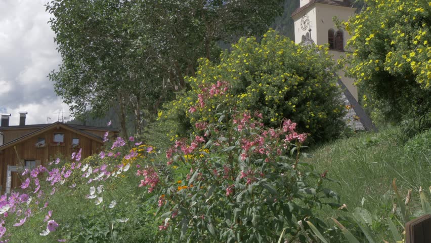 View of traditional Church in Canazei, Fassa Valley, Province of Trento, South Tyrol, Italian Dolomites, Italy, Europe