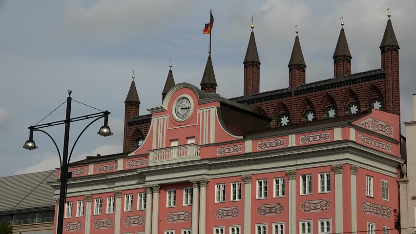 Townhall on Neuer Markt, New Market, Rostock, Mecklenburg-Western Pomerania, Germany