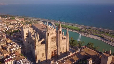 Famous Cathedral La Seu in Palma de Mallorca Spain. 