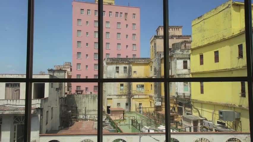 Window view of the old city in Havana, Cuba
