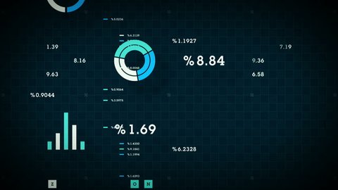 4K Business Data Scrolling Blue - Graphs and other business data scrolling along a grid. Available in multiple color options. All clips loop seamlessly. Stock Video