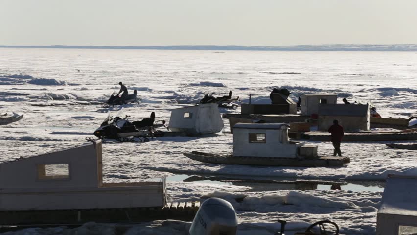 People walking on the Spring Ice. Pond Inlet, Nunavut