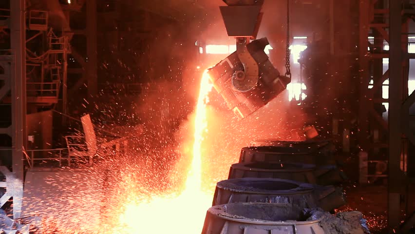 Molten Steel Pouring Ladle Mill Stock Footage Video Royalty Free