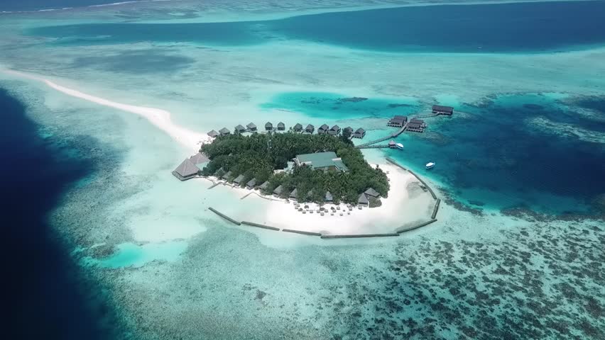 The aerial view of Gangehi island, Maldives