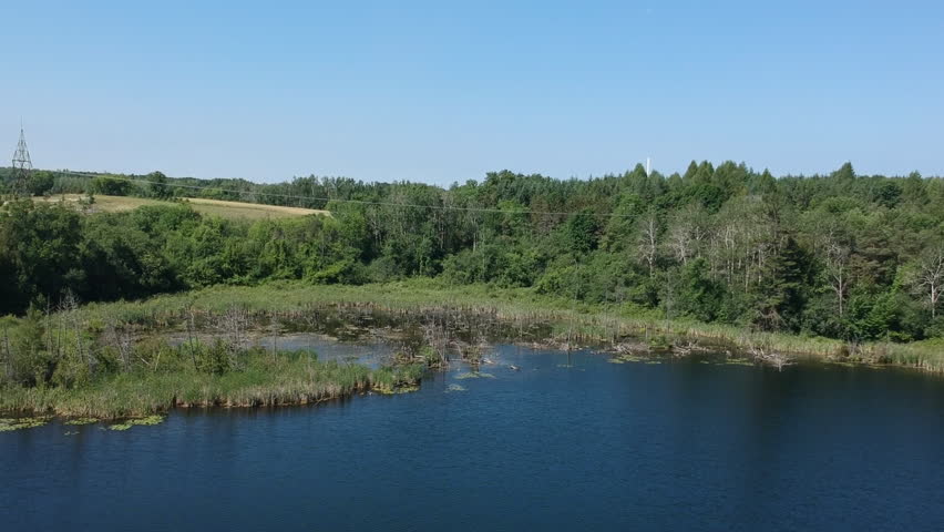 Aerial Drone Flying Over Lake