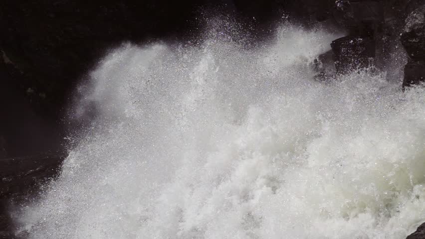 Rapid Stunning Waterfall in Husedalen Valley, Norway. Summer time. Nyastølsfossen