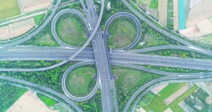 aerial view of turbine road highway interchange in tainan