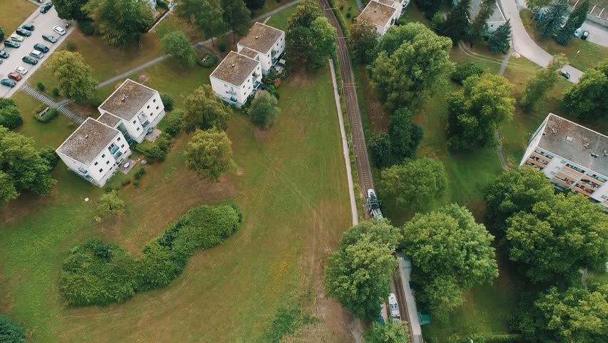 Old tram driving trough Beatiful Landscape