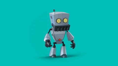 3D render animation lowpoly robot cycle walk 