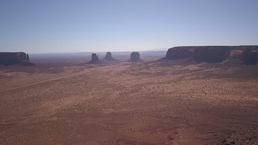 Western Monuments in Arizona, desert - Wide angle, higher altitude