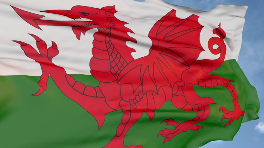 Red dragon Flag Of Wales. state symbol logo Royalty-Free Stock Footage #1013859974
