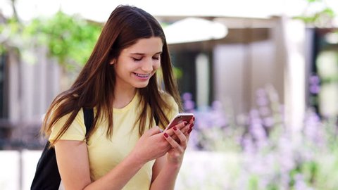 Female High School Student Checking Messages Stock Footage Video (100% ...