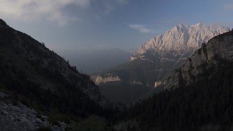 Time Lapse, Sunrise In Parc Natural Del Cadi-Moixero,  Pyrenees, Spain - untouched and flat material, watch also for the graded and stabilized version.