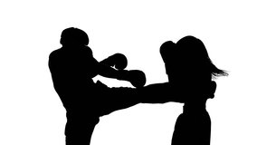 Men with a girl preparing for a kickboxing competition. Silhouette. White background - Powered by Shutterstock - Get 15% off with code: PIKWIZARD15