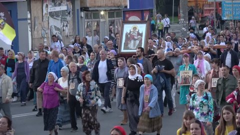 EKATERINBURG, RUSSIA - JULY 17, 2018: Orthodox procession in memory of the Romanov Royal family