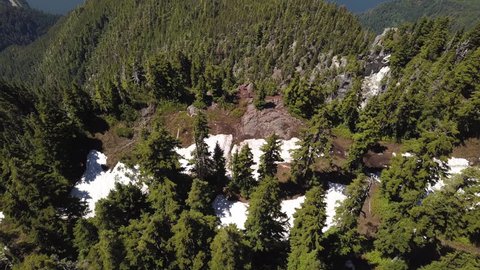 Unique Aerial 4k Tilting Drone Shot on the Summit of Cypress Mountain Revealing Howe Sound, Bowen Island and Vancouver Island on a Sunny, Blue Sky, Summer Day