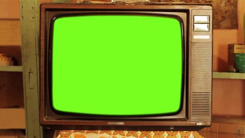 Old Television Green Screen Red Tone Stock Footage Video (100% Royalty ...