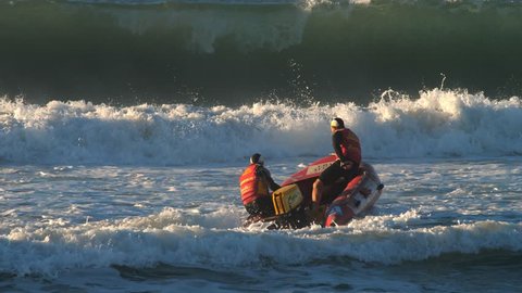 SYDNEY, AUSTRALIA - 2018 Surf lifesaving lifeguard search rescue team lifeguard