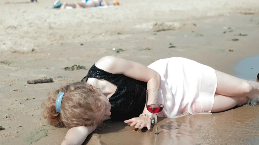 Girls Drunk On Beach