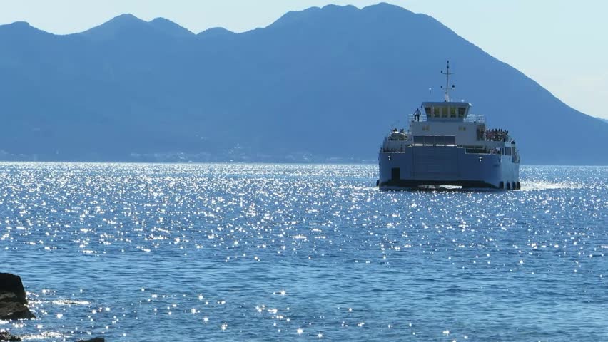 Ferry boat arriving at Sucuraj ferry port  on the island of Hvar, Split-Dalmatia, Croatia.