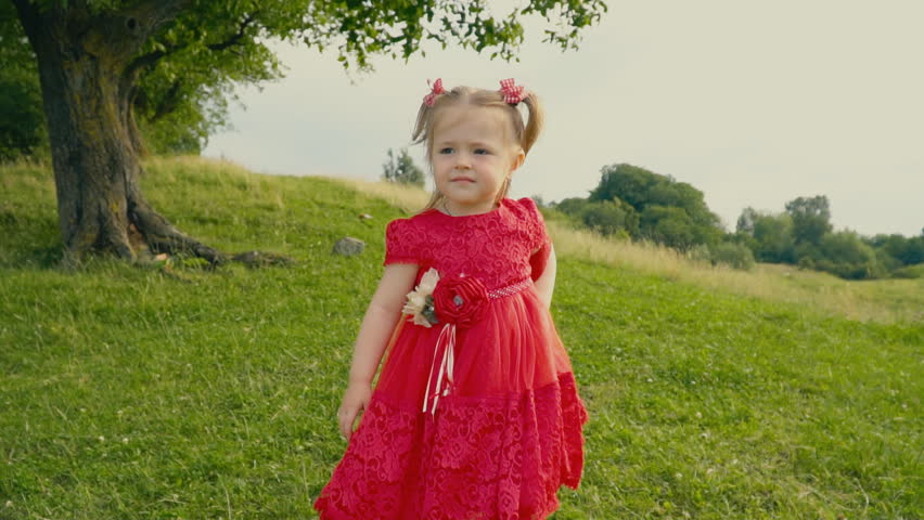 little girl in red dress