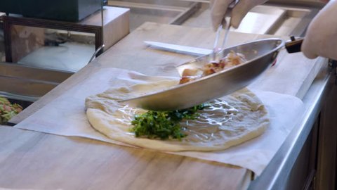 making Shawarma roll