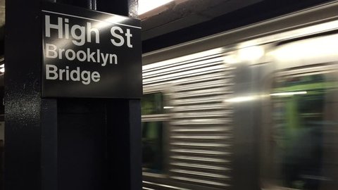 Wagon arriving at High Street Brooklyn Bridge subway station. New York City.