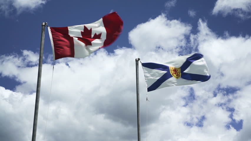 Canadian and Nova Scotian Flag in the wind