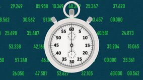 Videos. 3D illustration. Stopwatch. Chronograph, at the start, measures one minute.
