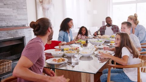 Two Families Praying Before Enjoying Meal Stock Photo 1131754253 ...