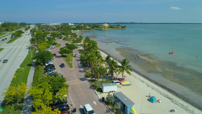 Aerial drone video Key Biscayne Florida USA 4k 24p