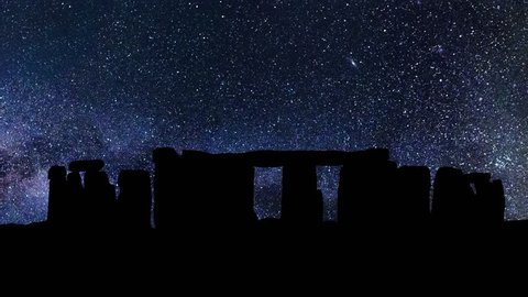 Stonehenge in Wiltshire, England, Stars Time Lapse at Night