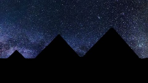 The Great Pyramids of Giza, near Cairo, Egypt, Stars Time Lapse at Night