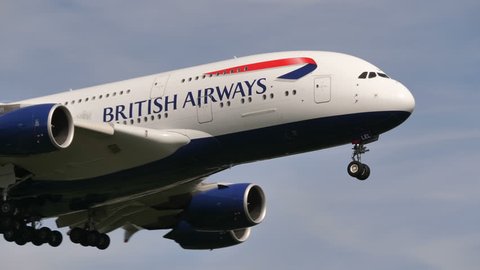 BRITISH AIRWAYS AIRBUS A380-841 G-XLEL at HEATHROW AIRPORT ENGLAND - June 7, 2018