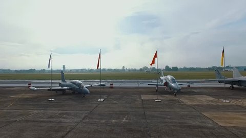 Military fighter planes in the runway