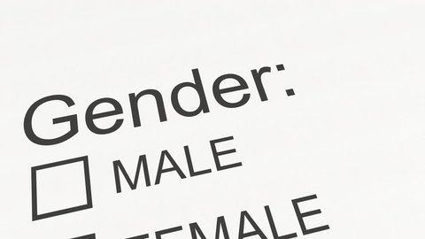 Survey checkbox gender selection - male. Conceptual 3D animation