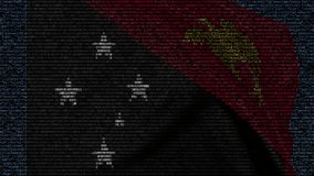 Waving flag of Papua New Guinea made of text symbols on a computer screen. Conceptual loopable animation - Powered by Shutterstock - Get 15% off with code: PIKWIZARD15