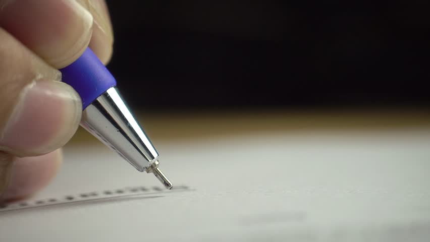 Signing contract. dolly shot, sliding camera move.
