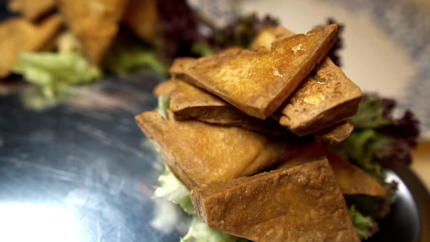 Fried Crispy Tofu Royalty-Free Stock Footage #1014030845