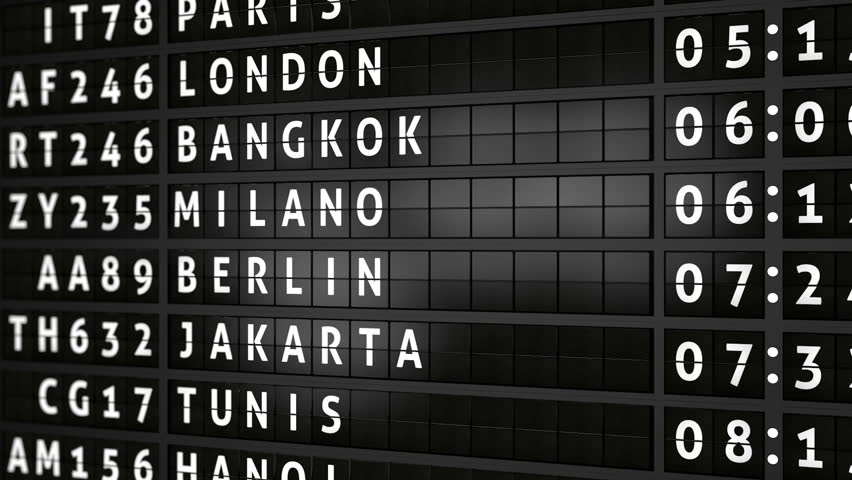 3D generated animation, analog flight information display board with the arrival city of Kuala Lumpur, Malaysia