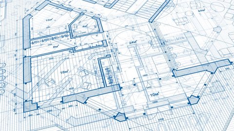 Architecture design: blueprint plan - vector illustration of a plan modern residential building 