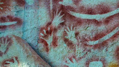 Amazing aboriginal cave art at Carnarvon Gorge in Western Australia.