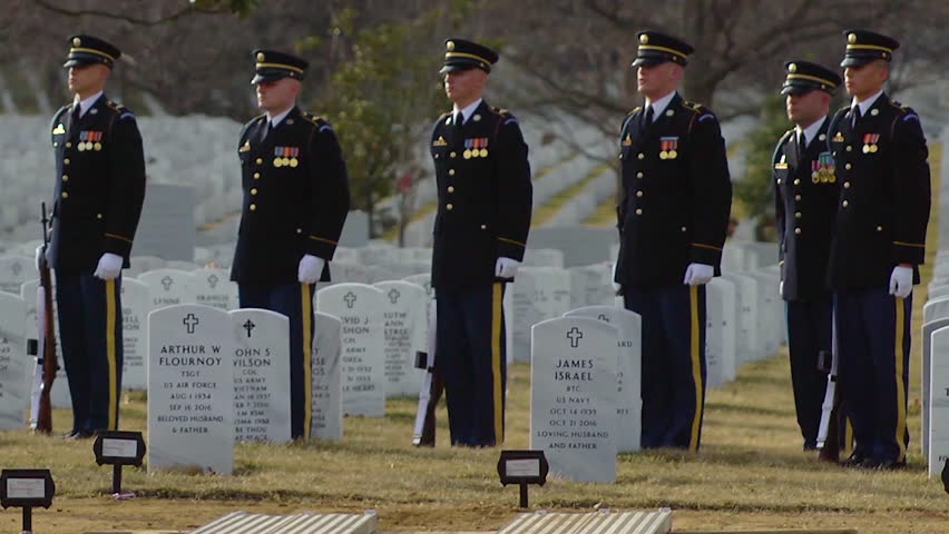 2018 - US soldiers offer a gun salute at an Arlington burial.