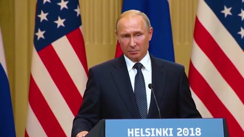 2018 - U.S. President Donald Trump holds a press conference with Russia Federation Vladimir Putin following their summit in Helsinki, Finland. Putin speaks 