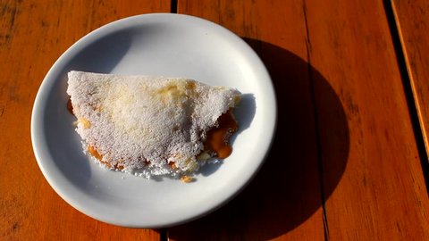 "Tapioca". Brazilian Stuffed Tapioca. Typical food from northeast of Brazil. It's a kind of crepe made with grainy made with manioc starch.