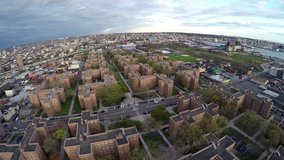 4k Drone Footage Gliding Over Red Hook in Brooklyn