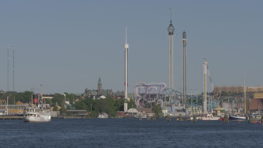 View from Nybrohammen of Parks and Resorts Scandinavia AB across water at Djurgrden, Sweden, Scandinavia, Europe