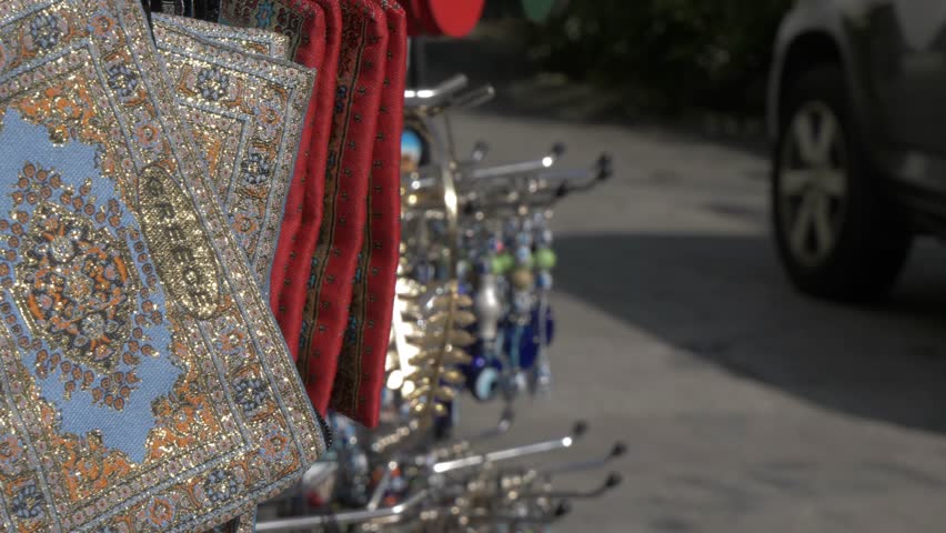 Shot of souvenirs near Acropolis in Old Town Plaka District, Athens, Greece, Europe