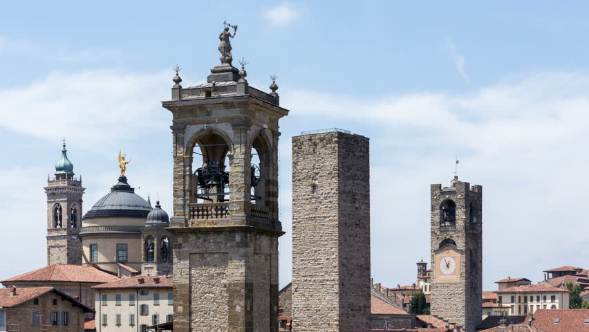 View Of The Towers In Upper Town (Città Alta), Bergamo, Italy